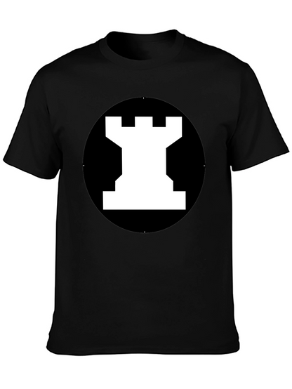 Rook Chess Piece Graphic Tee - Black T-Shirt