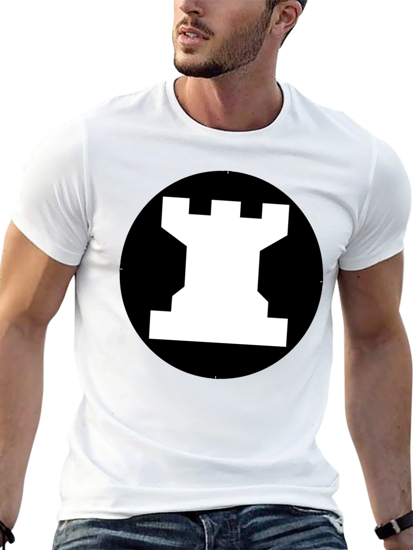 Rook Chess Piece Graphic Tee - Black T-Shirt