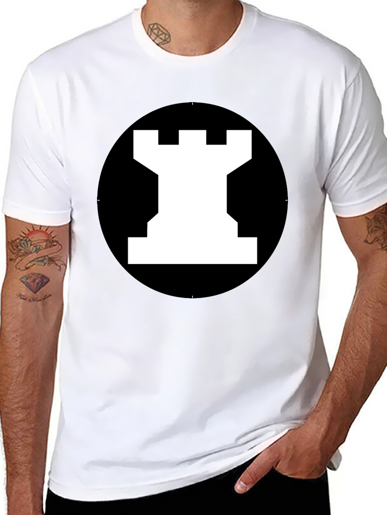 Rook Chess Piece Graphic Tee - Black T-Shirt
