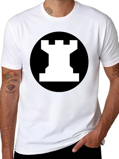 Rook Chess Piece Graphic Tee - Black T-Shirt