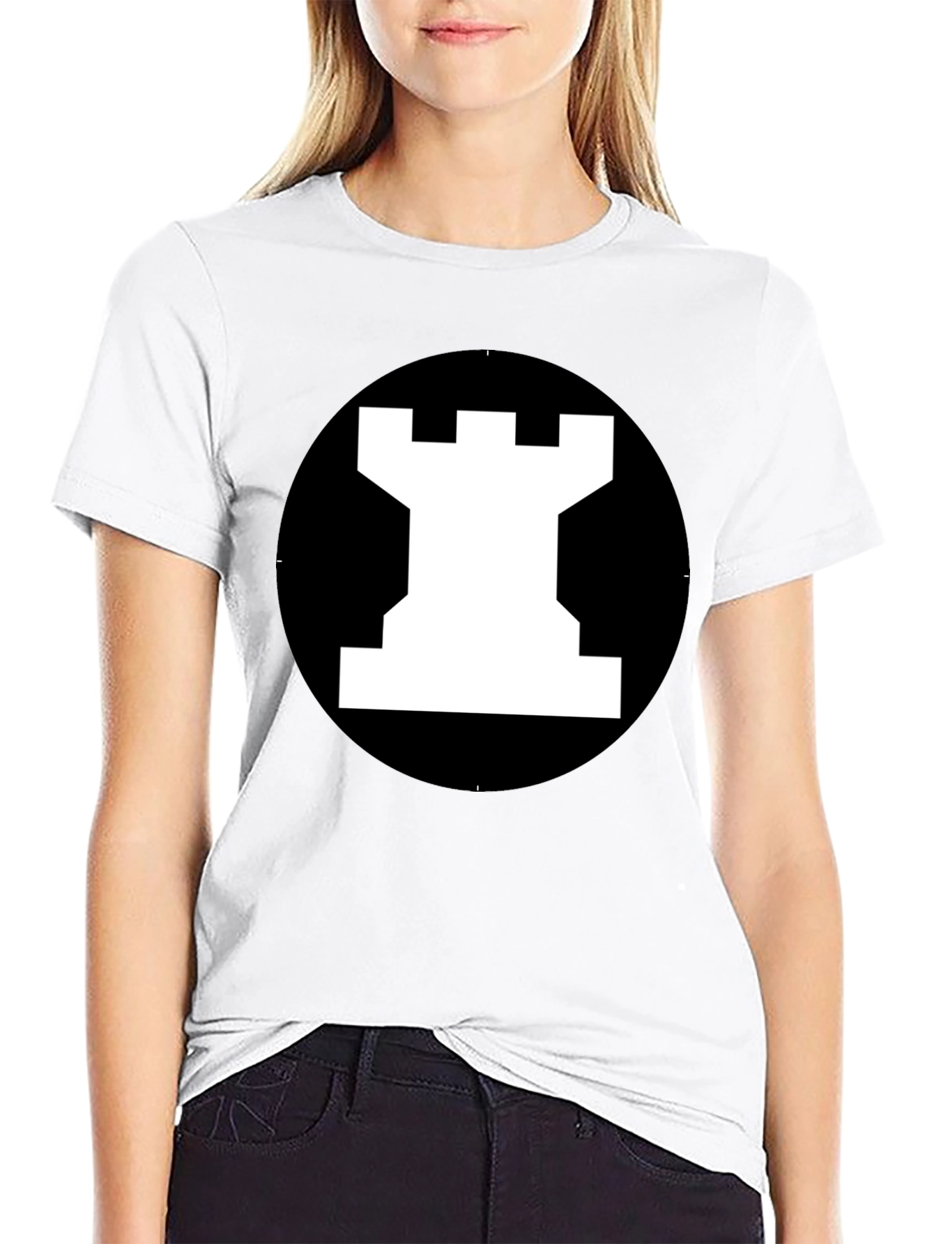 Rook Chess Piece Graphic Tee - Black T-Shirt