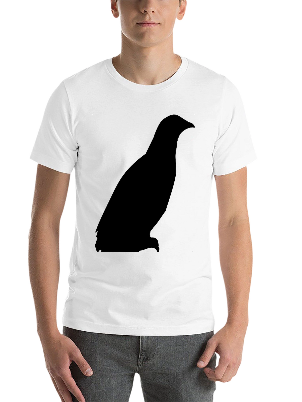 Mens Black T-Shirt with Bird Silhouette Graphic
