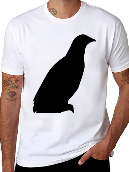 Mens Black T-Shirt with Bird Silhouette Graphic