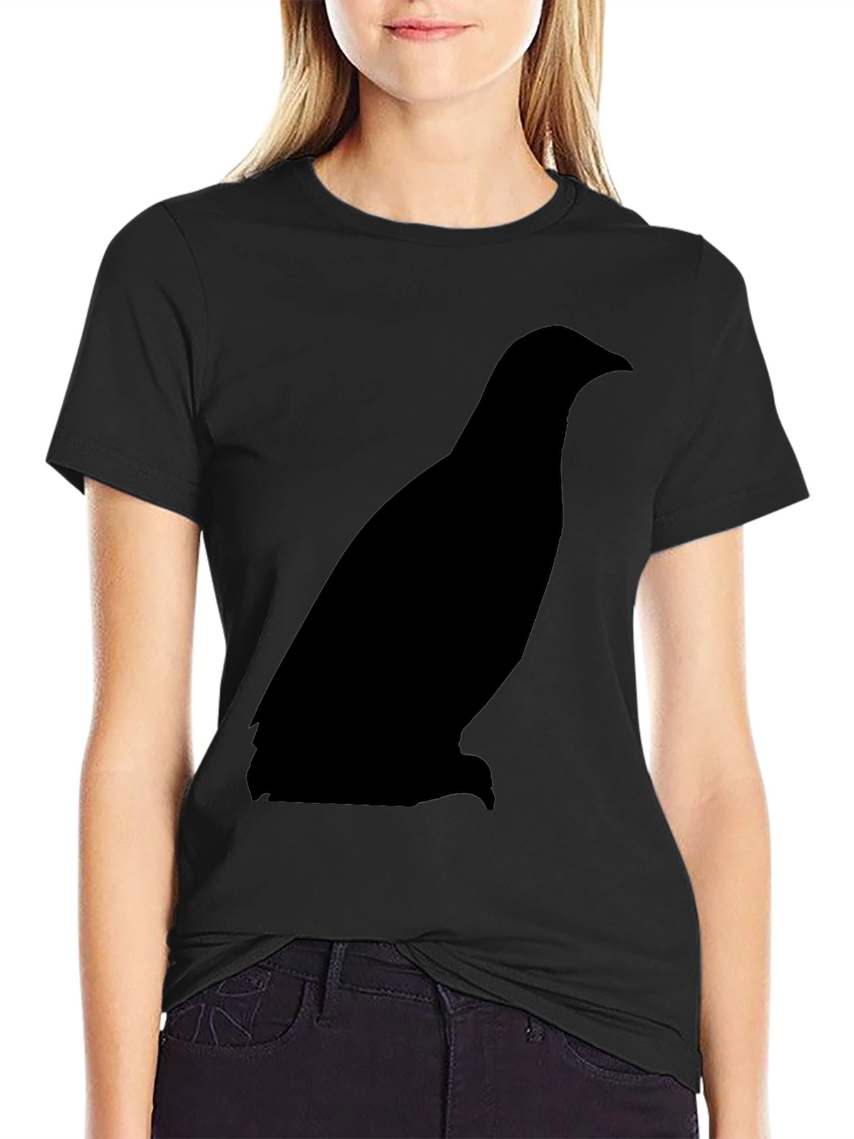 Mens Black T-Shirt with Bird Silhouette Graphic