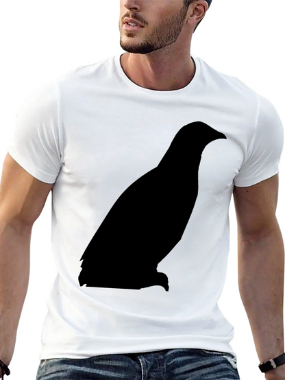 Mens Black T-Shirt with Bird Silhouette Graphic
