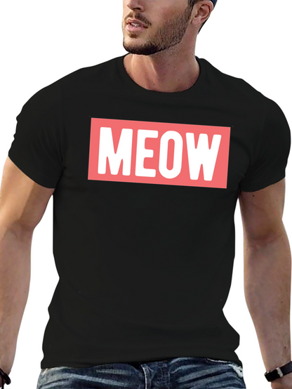 Meow Graphic Tee - Black Cotton T-Shirt