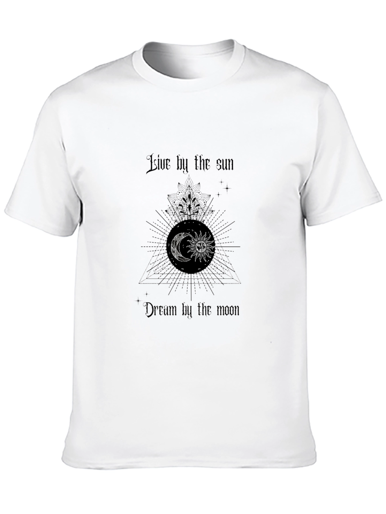 Celestial Moon & Sun Graphic Black T-Shirt