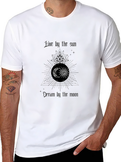 Celestial Moon & Sun Graphic Black T-Shirt
