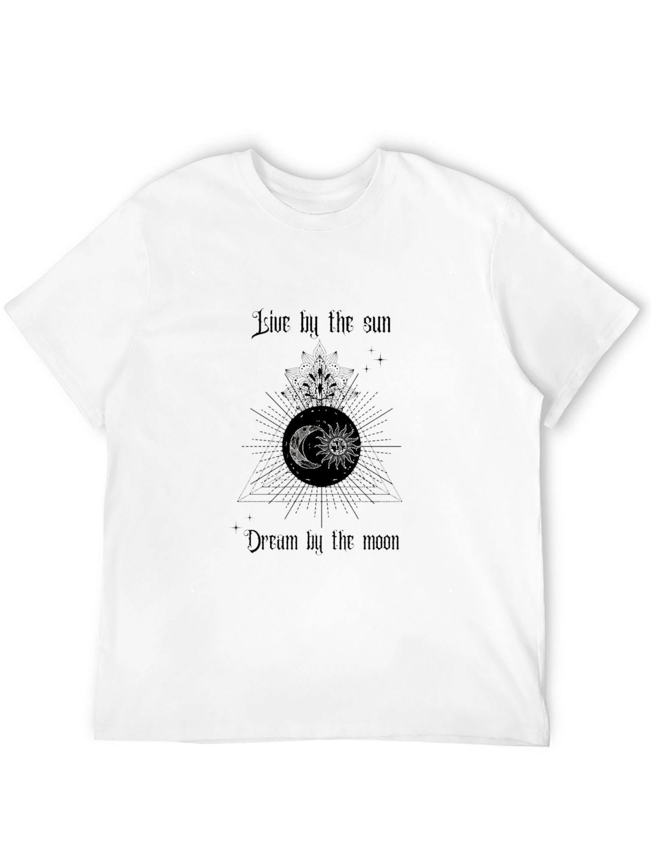 Celestial Moon & Sun Graphic Black T-Shirt
