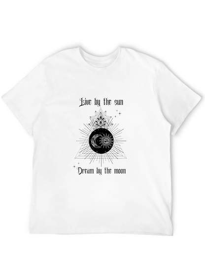 Celestial Moon & Sun Graphic Black T-Shirt