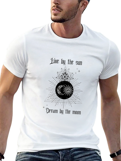 Celestial Moon & Sun Graphic Black T-Shirt