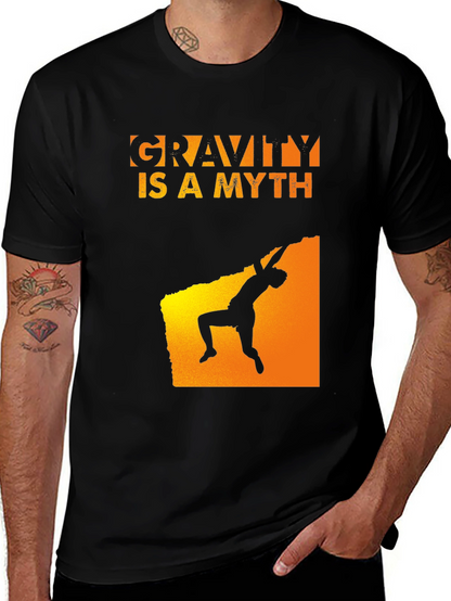 Gravity Is A Myth Rock Climbing Black T-Shirt