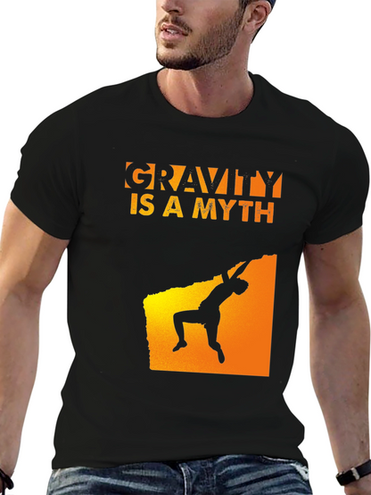 Gravity Is A Myth Rock Climbing Black T-Shirt