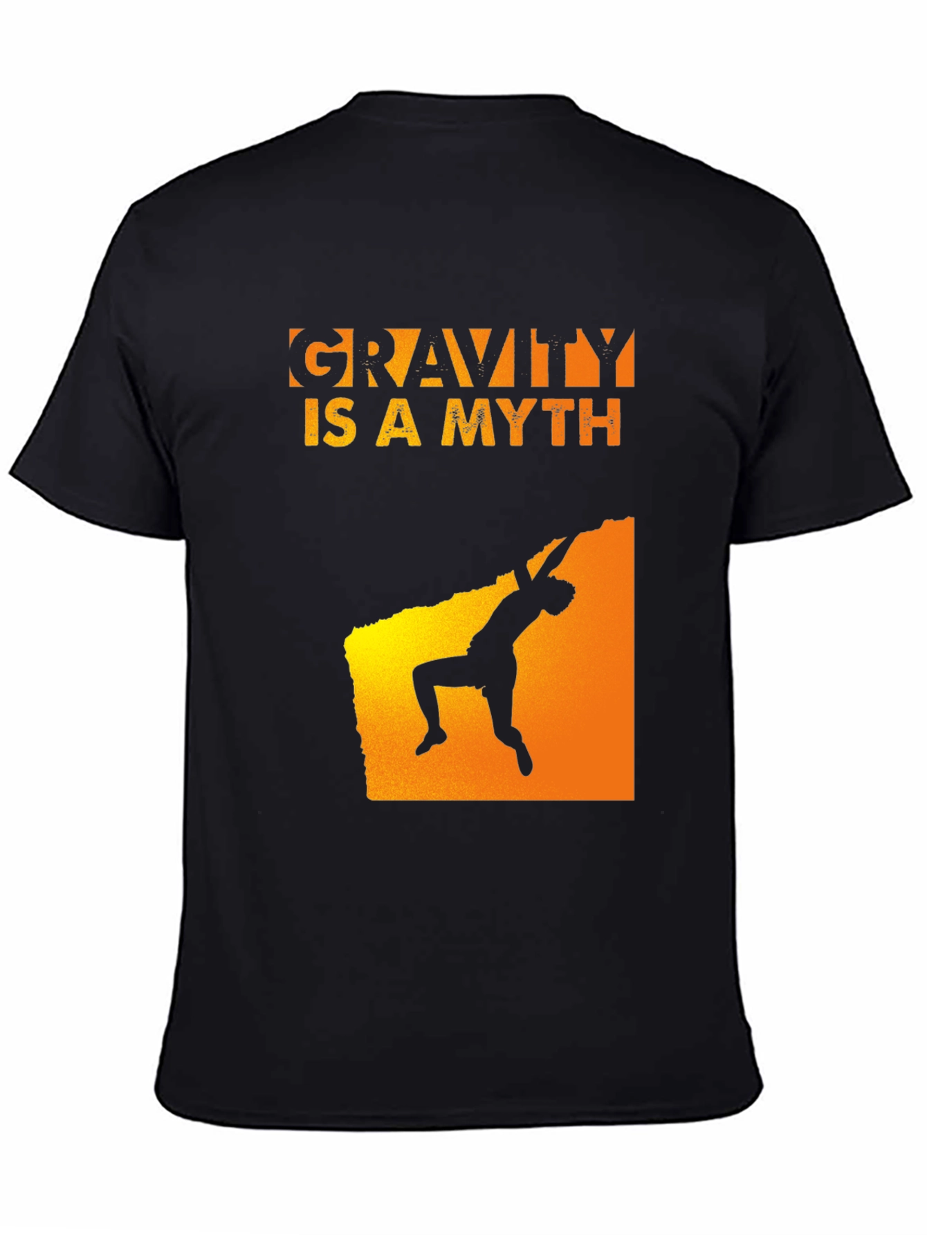 Gravity Is A Myth Rock Climbing Black T-Shirt