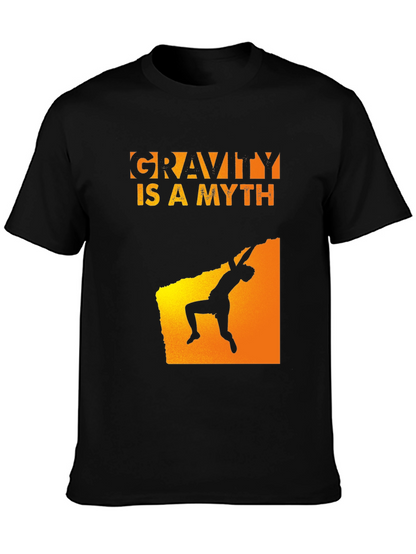 Gravity Is A Myth Rock Climbing Black T-Shirt