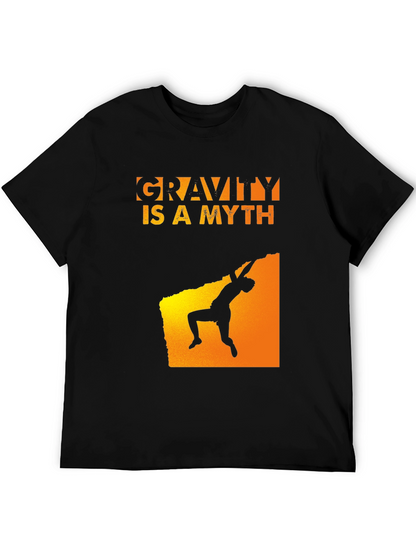 Gravity Is A Myth Rock Climbing Black T-Shirt