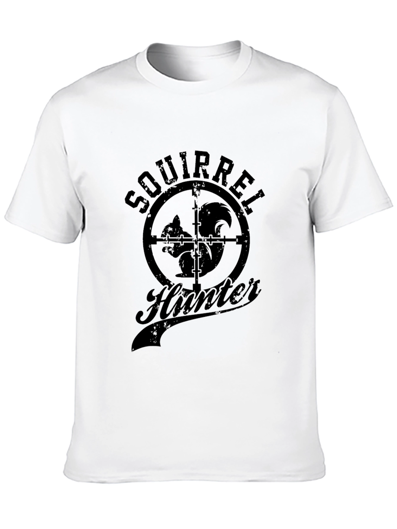 Squirrel Hunter Graphic Tee - Black Cotton T-Shirt