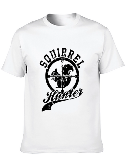 Squirrel Hunter Graphic Tee - Black Cotton T-Shirt
