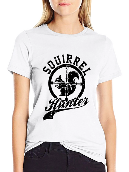 Squirrel Hunter Graphic Tee - Black Cotton T-Shirt