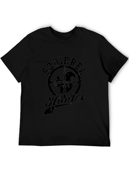 Squirrel Hunter Graphic Tee - Black Cotton T-Shirt