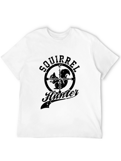 Squirrel Hunter Graphic Tee - Black Cotton T-Shirt