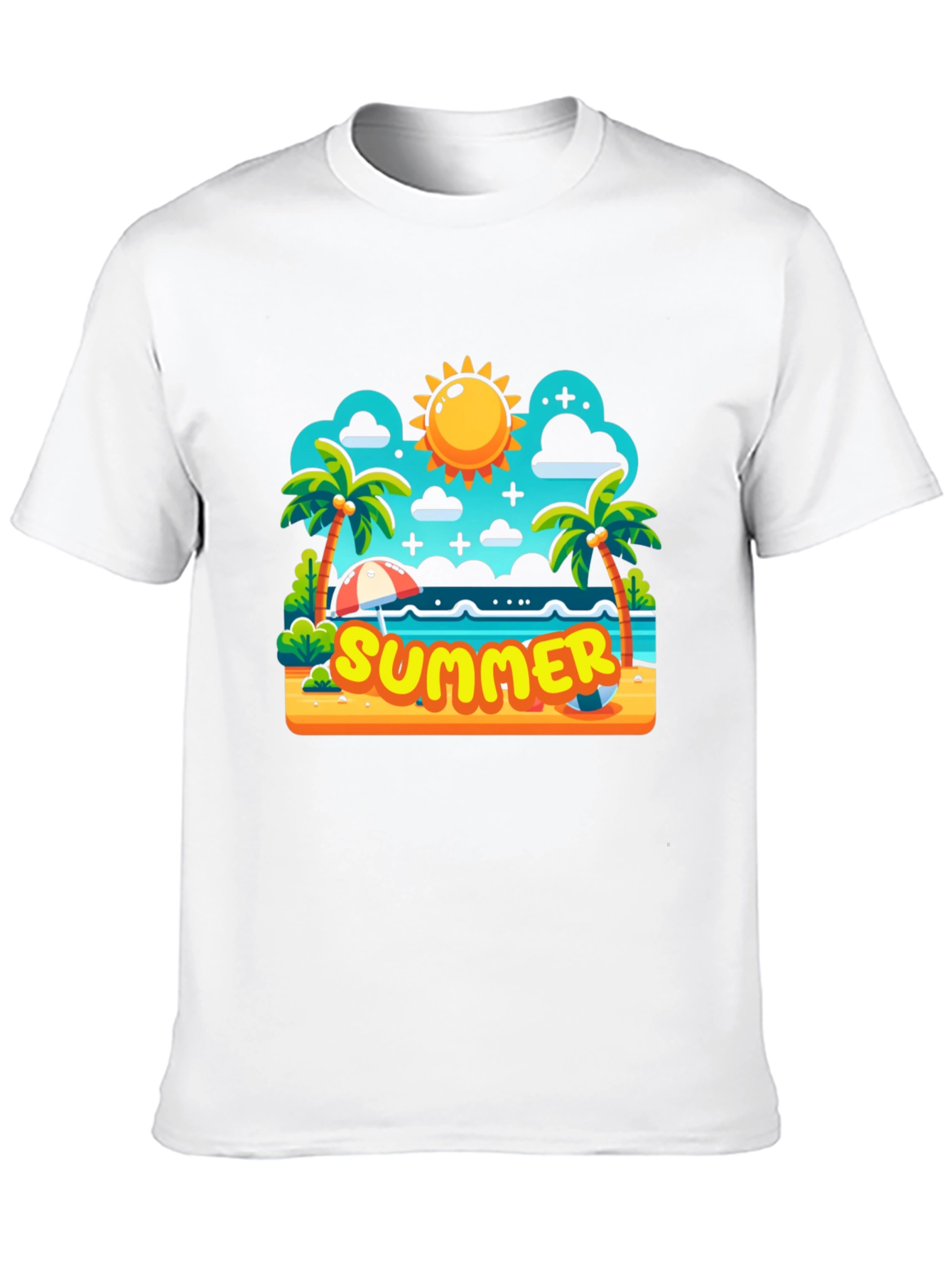 Summer Beach Cartoon Graphic T-Shirt