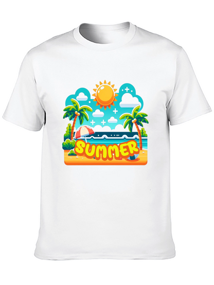 Summer Beach Cartoon Graphic T-Shirt