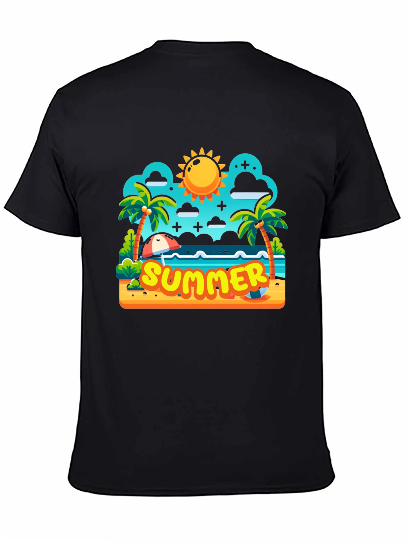 Summer Beach Cartoon Graphic T-Shirt