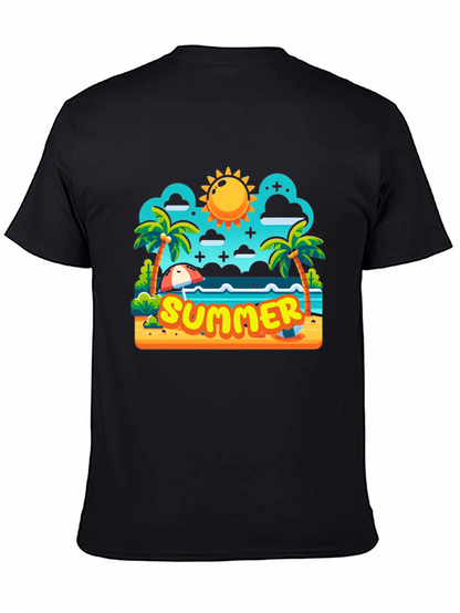 Summer Beach Cartoon Graphic T-Shirt