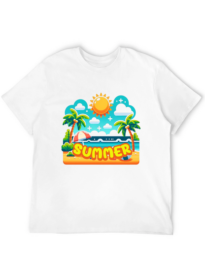 Summer Beach Cartoon Graphic T-Shirt