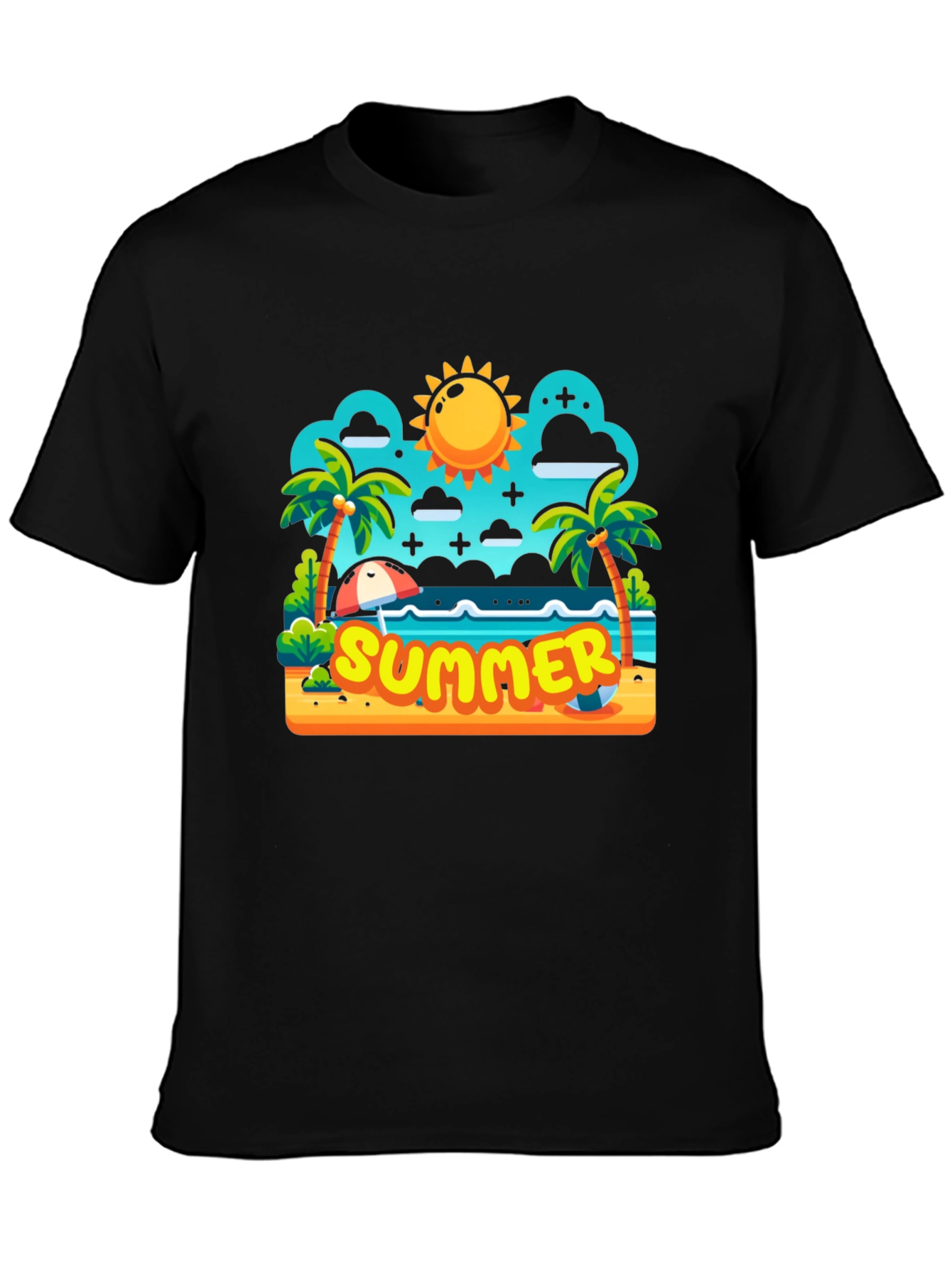Summer Beach Cartoon Graphic T-Shirt