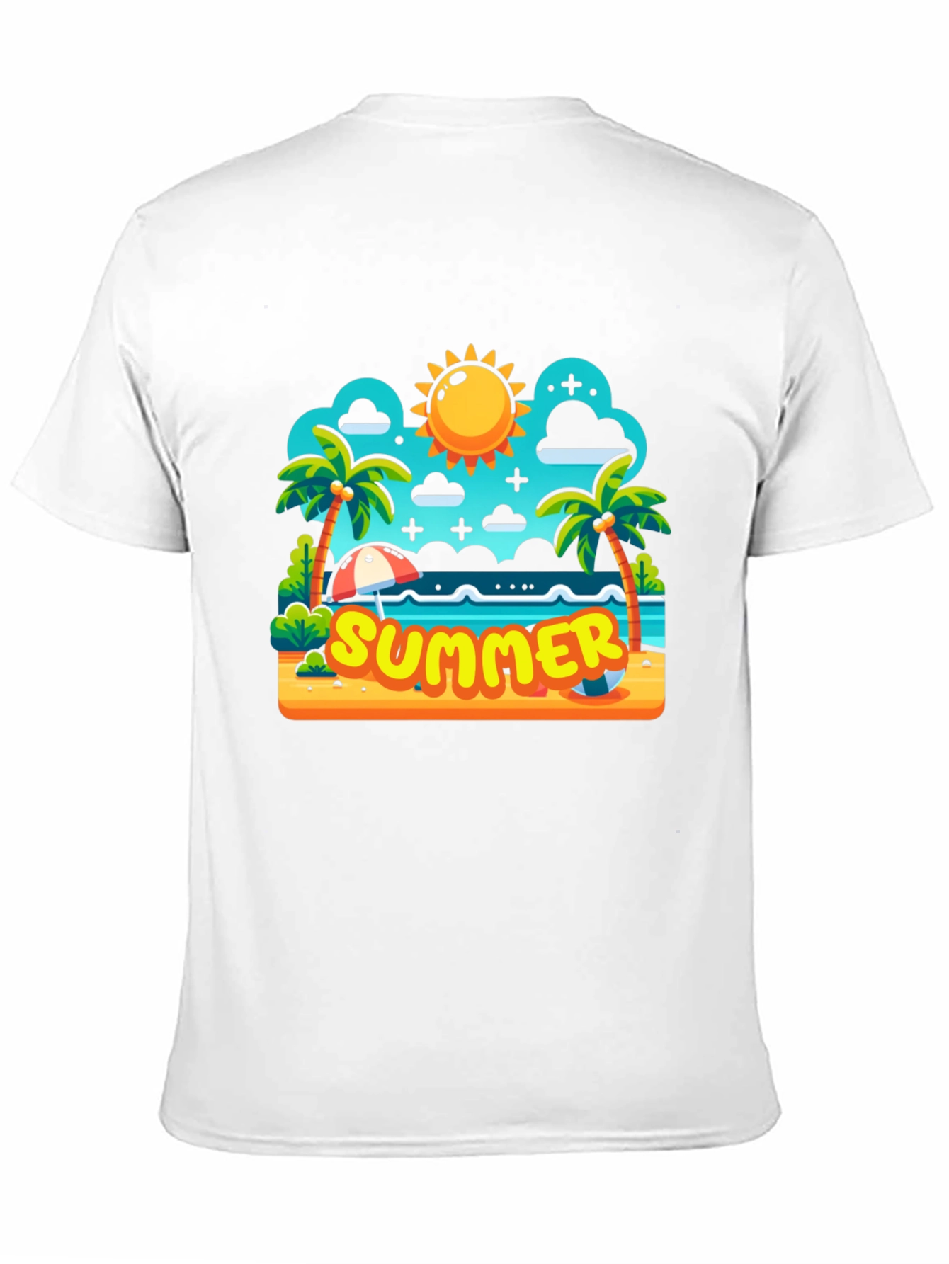 Summer Beach Cartoon Graphic T-Shirt