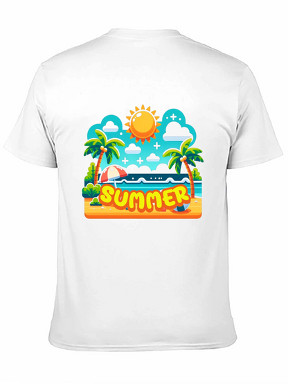Summer Beach Cartoon Graphic T-Shirt