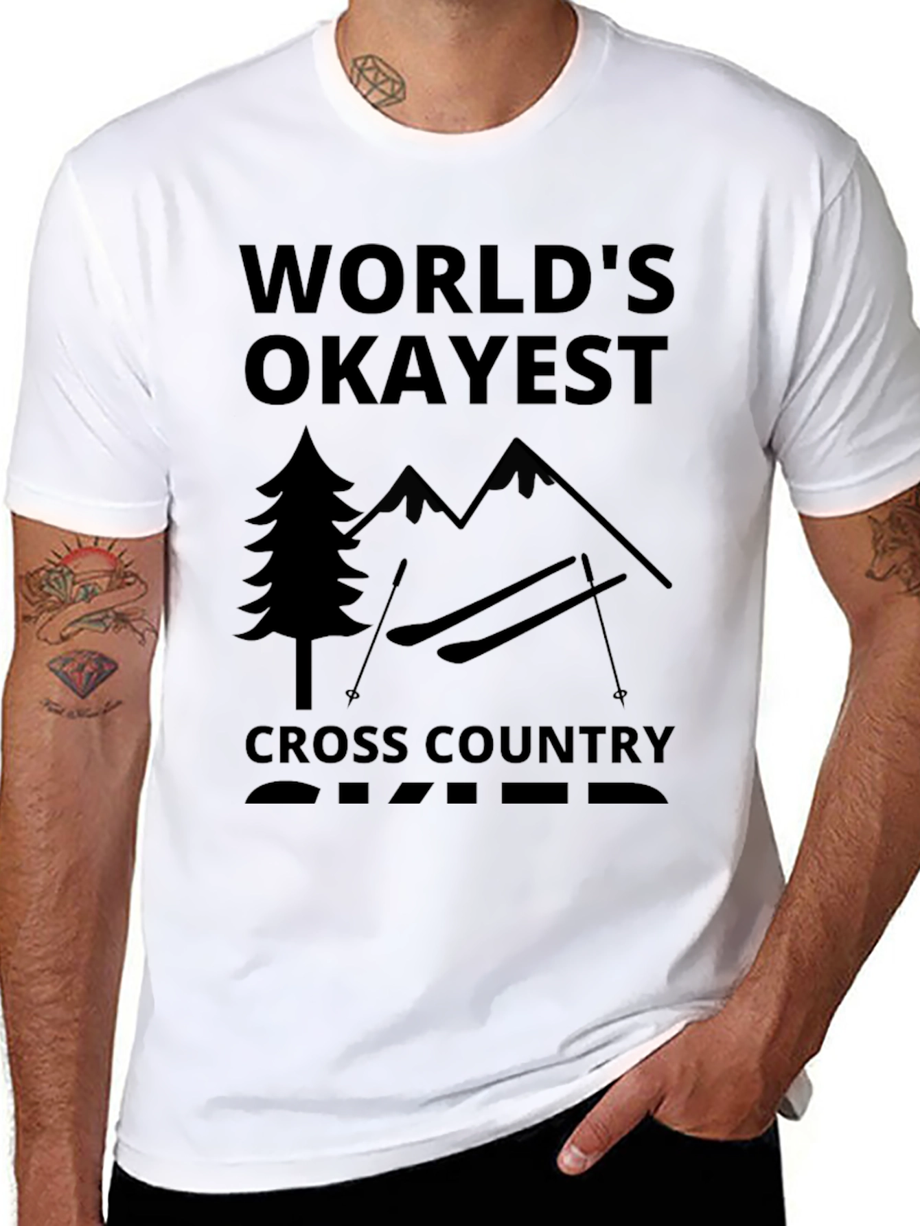 Worlds Okayest Cross Country Skier Black T-Shirt