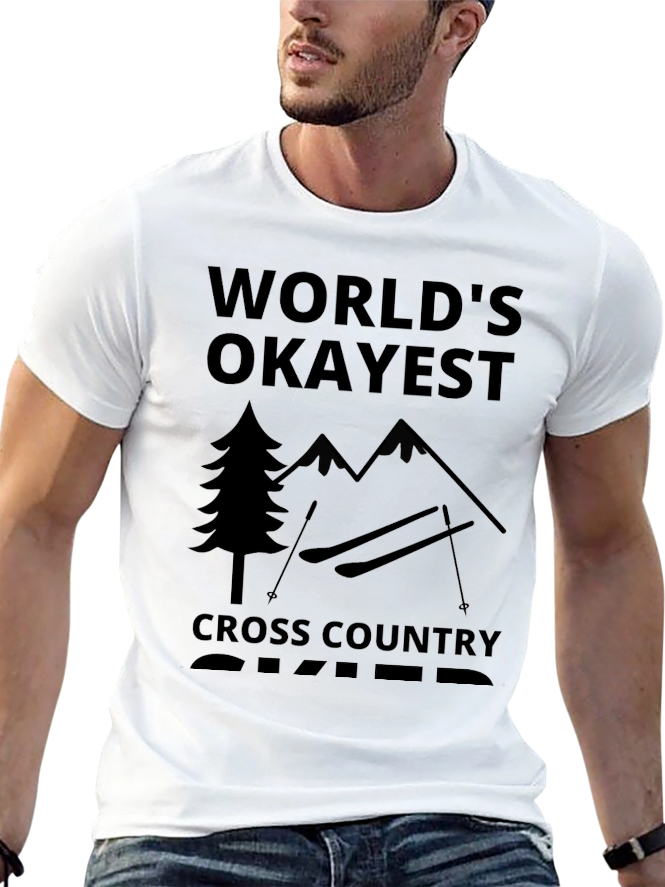 Worlds Okayest Cross Country Skier Black T-Shirt
