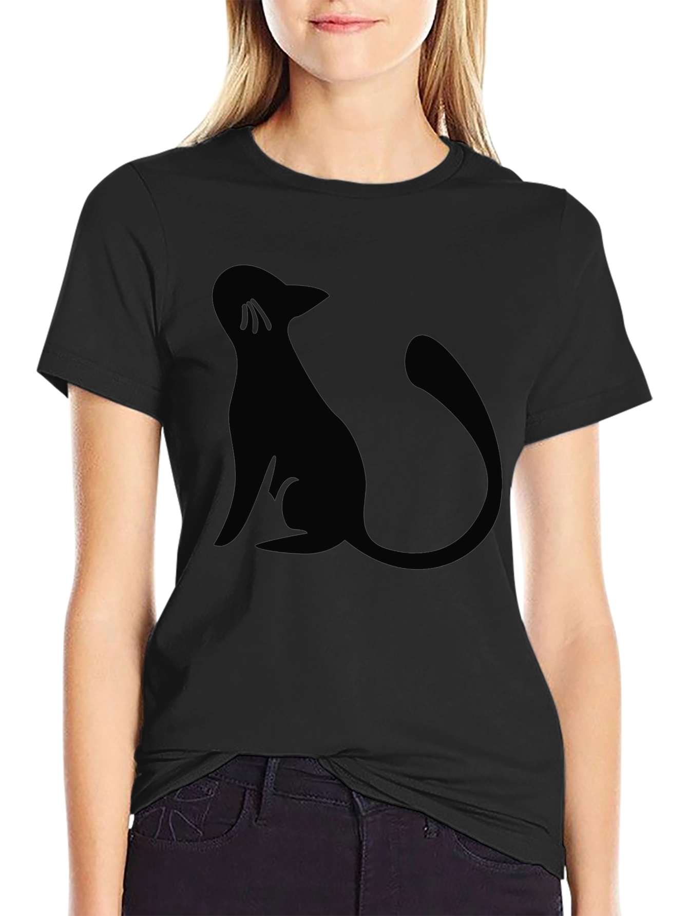 Black Cat Silhouette Graphic Tee