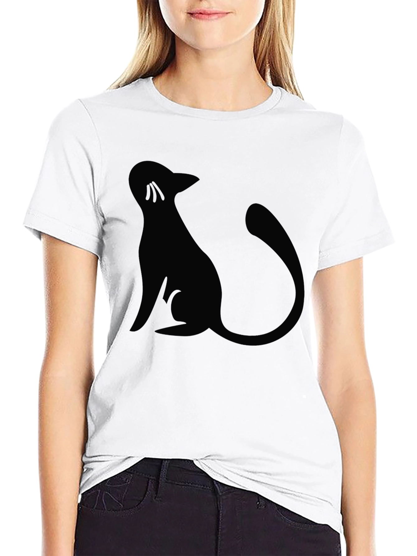 Black Cat Silhouette Graphic Tee
