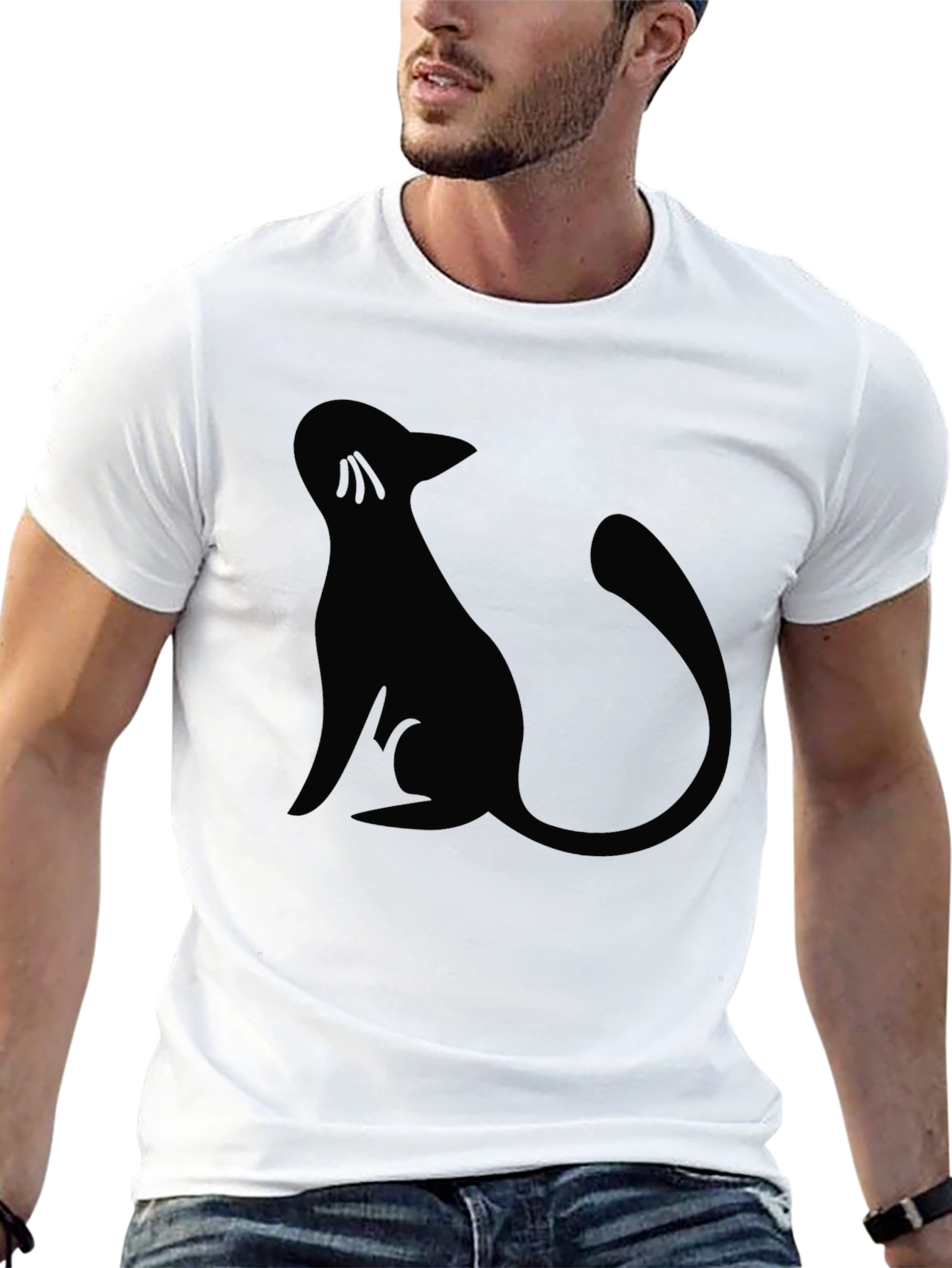 Black Cat Silhouette Graphic Tee