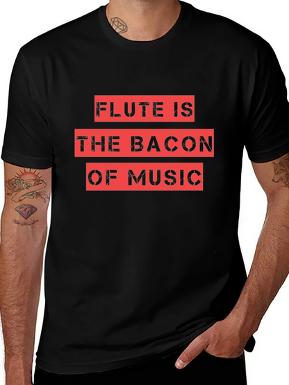 Flute Is The Bacon Of Music Black Graphic Tee