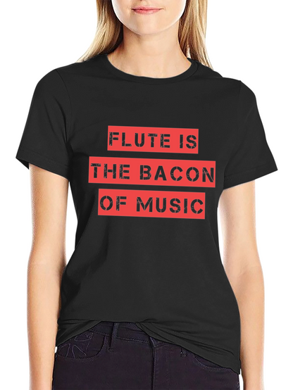 Flute Is The Bacon Of Music Black Graphic Tee