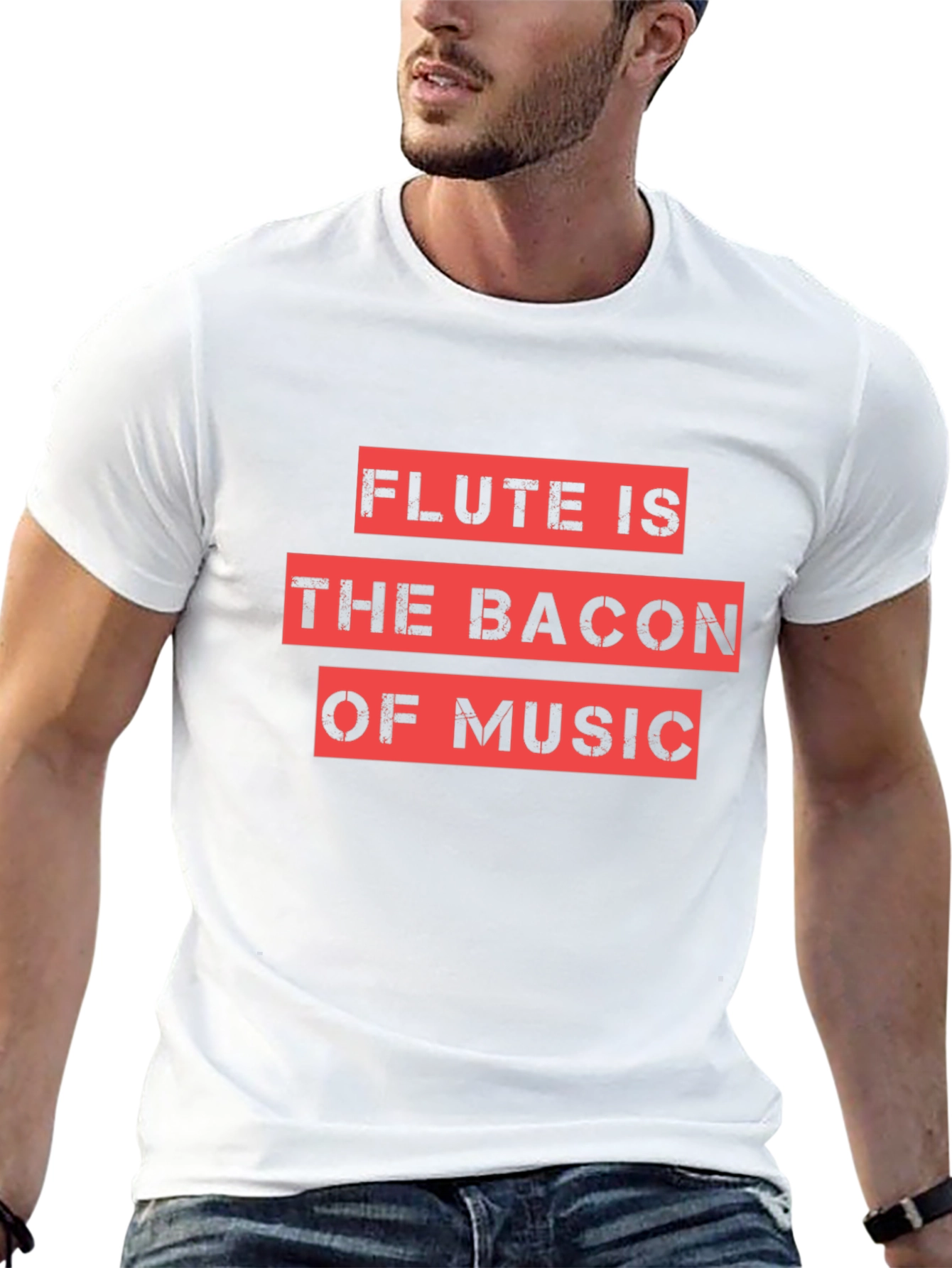 Flute Is The Bacon Of Music Black Graphic Tee