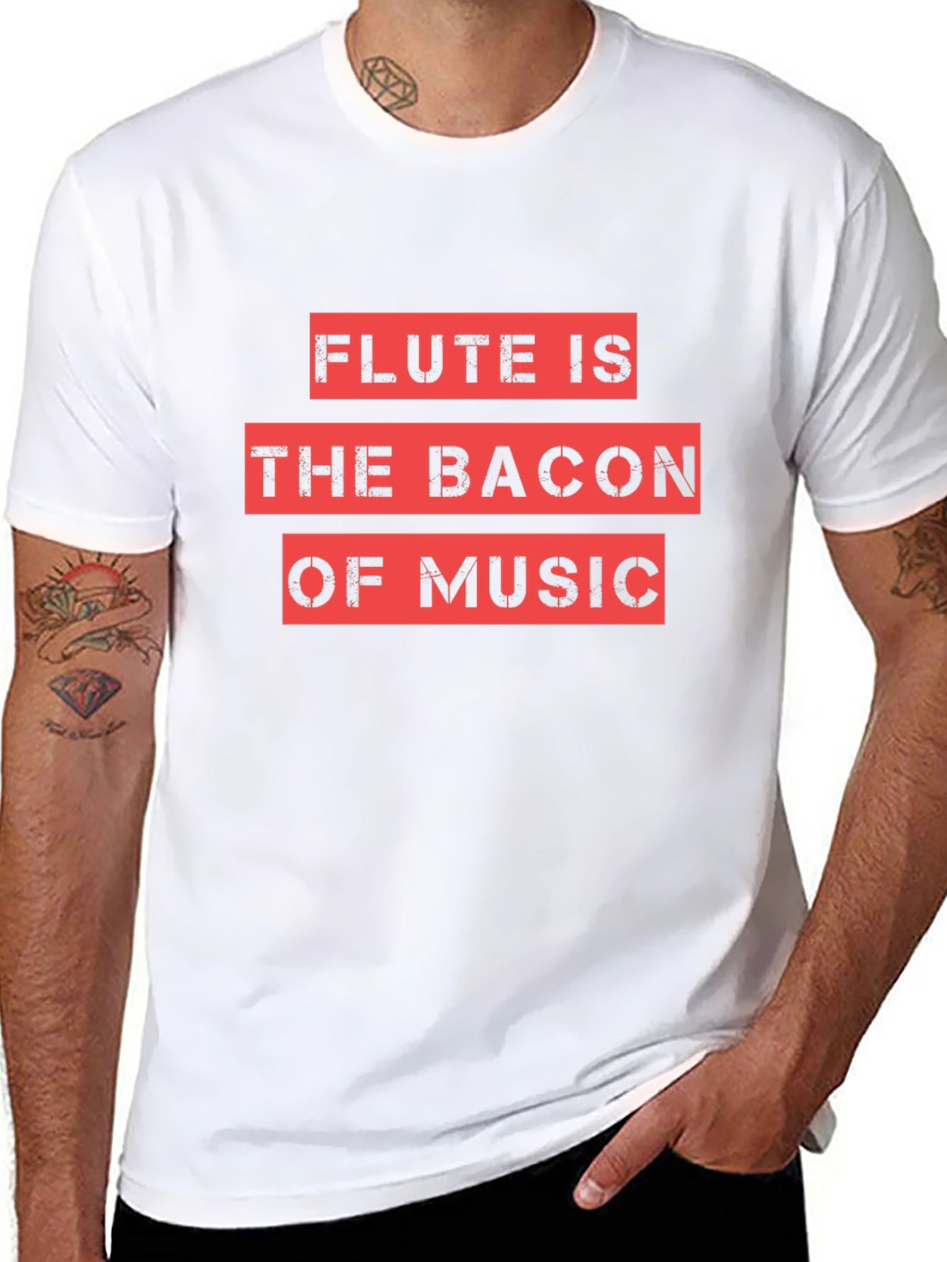 Flute Is The Bacon Of Music Black Graphic Tee