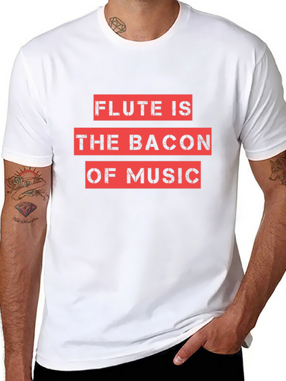 Flute Is The Bacon Of Music Black Graphic Tee