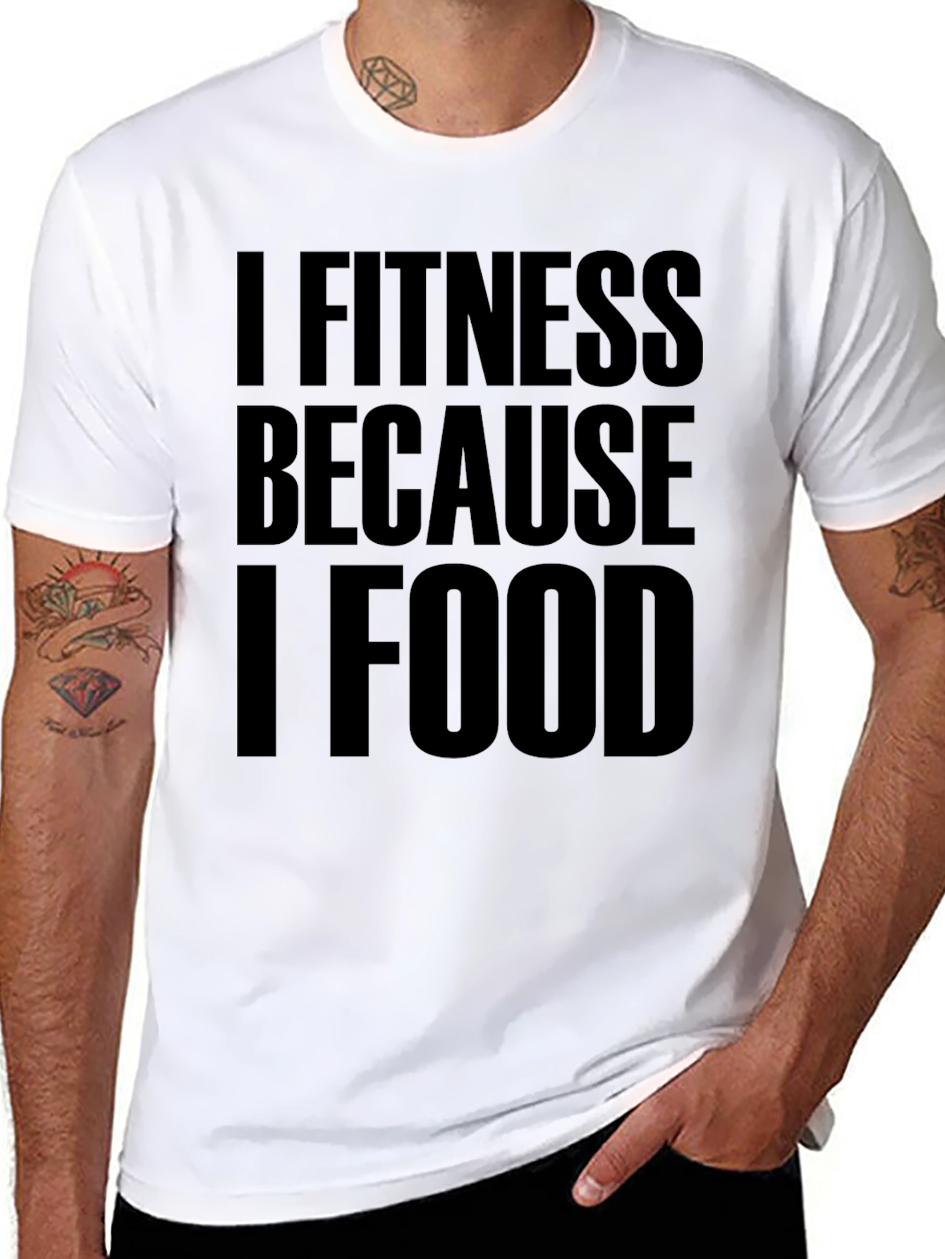 I Fitness Because I Food Black T-Shirt