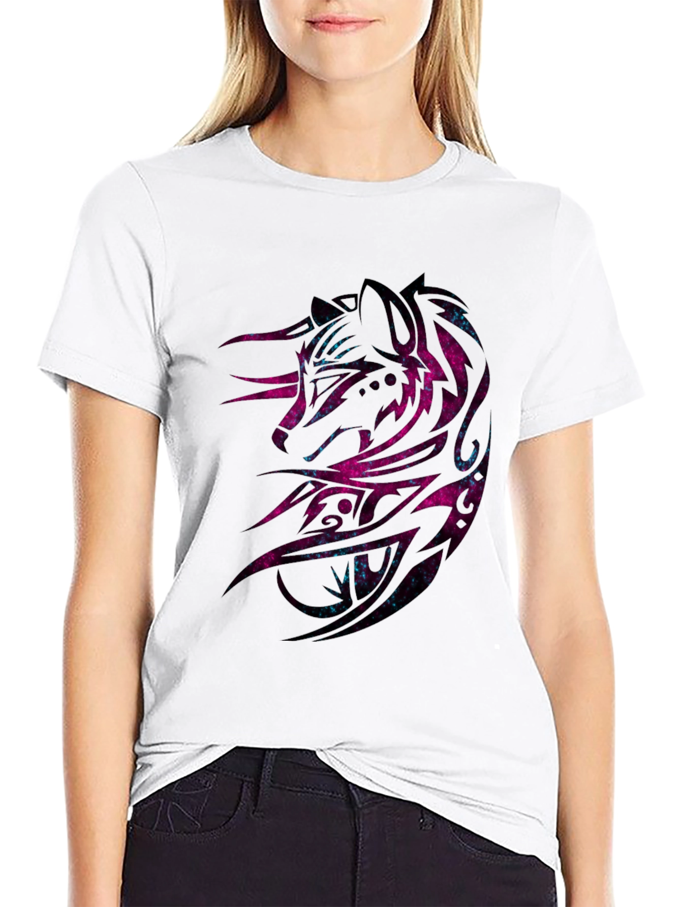 Galaxy Wolf Graphic Tee - Mens Black T-Shirt