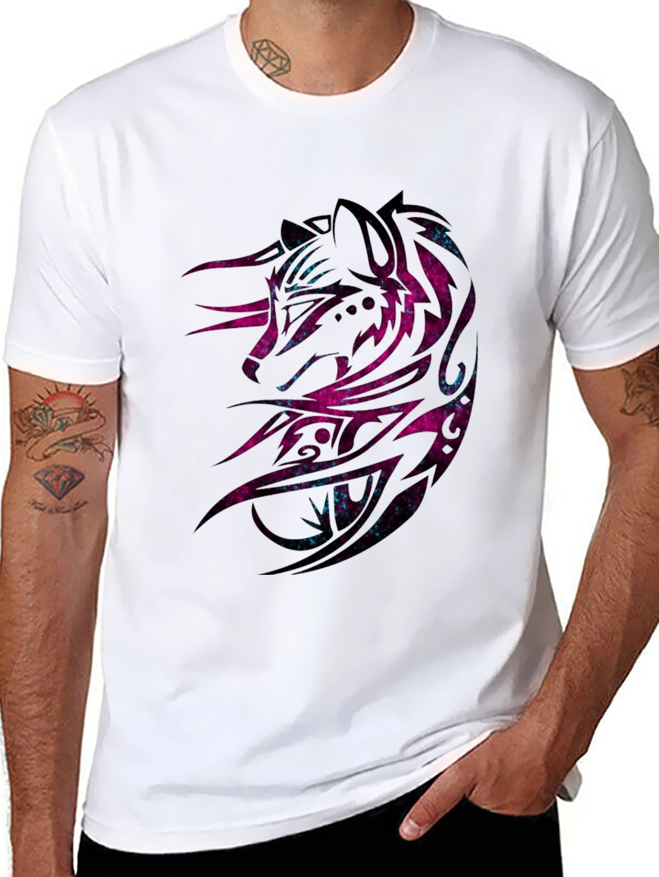 Galaxy Wolf Graphic Tee - Mens Black T-Shirt