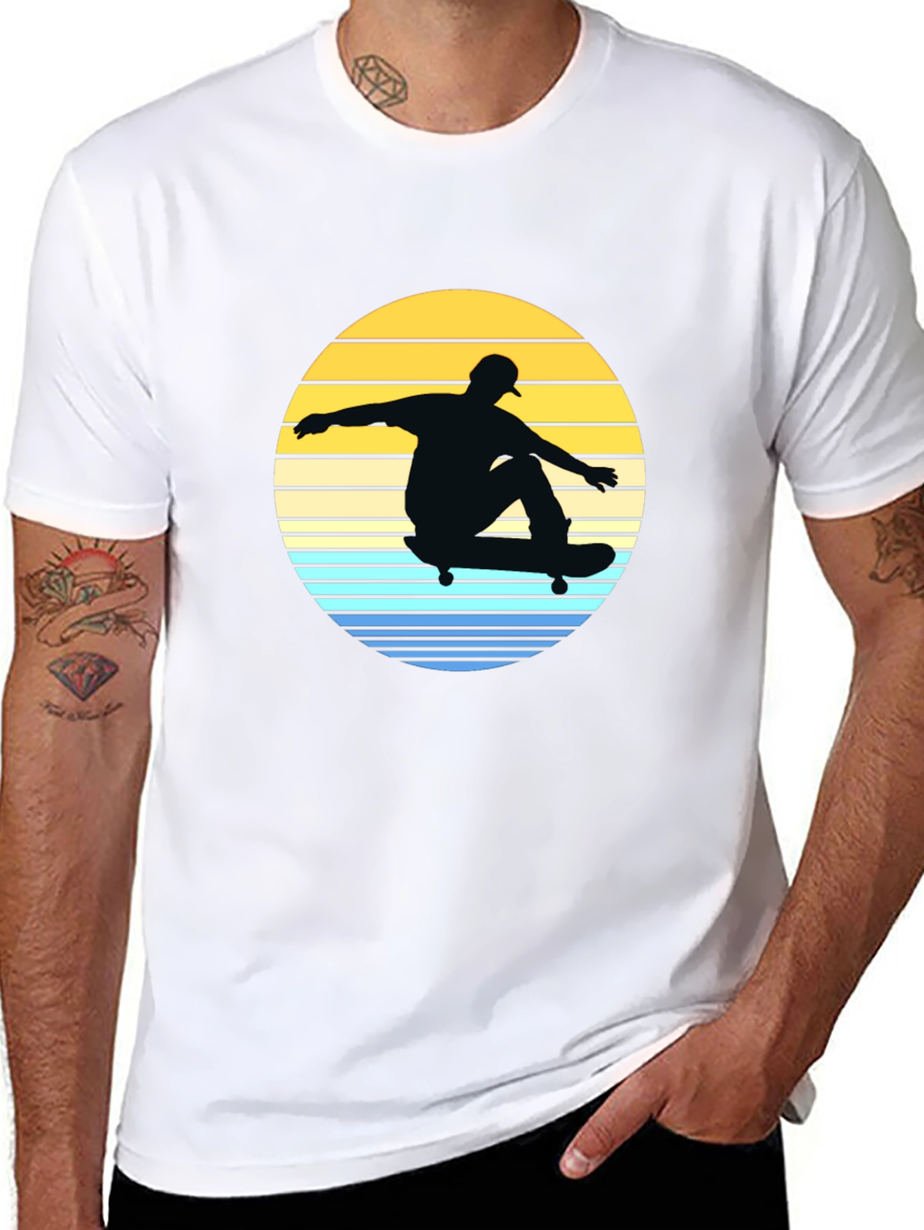 Skateboard Sunset Graphic Tee
