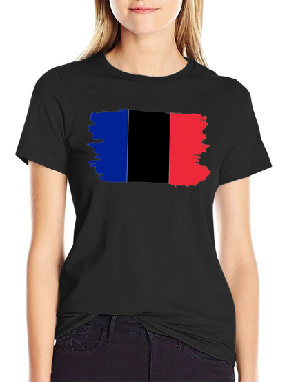 Grunge France Flag Black T-Shirt