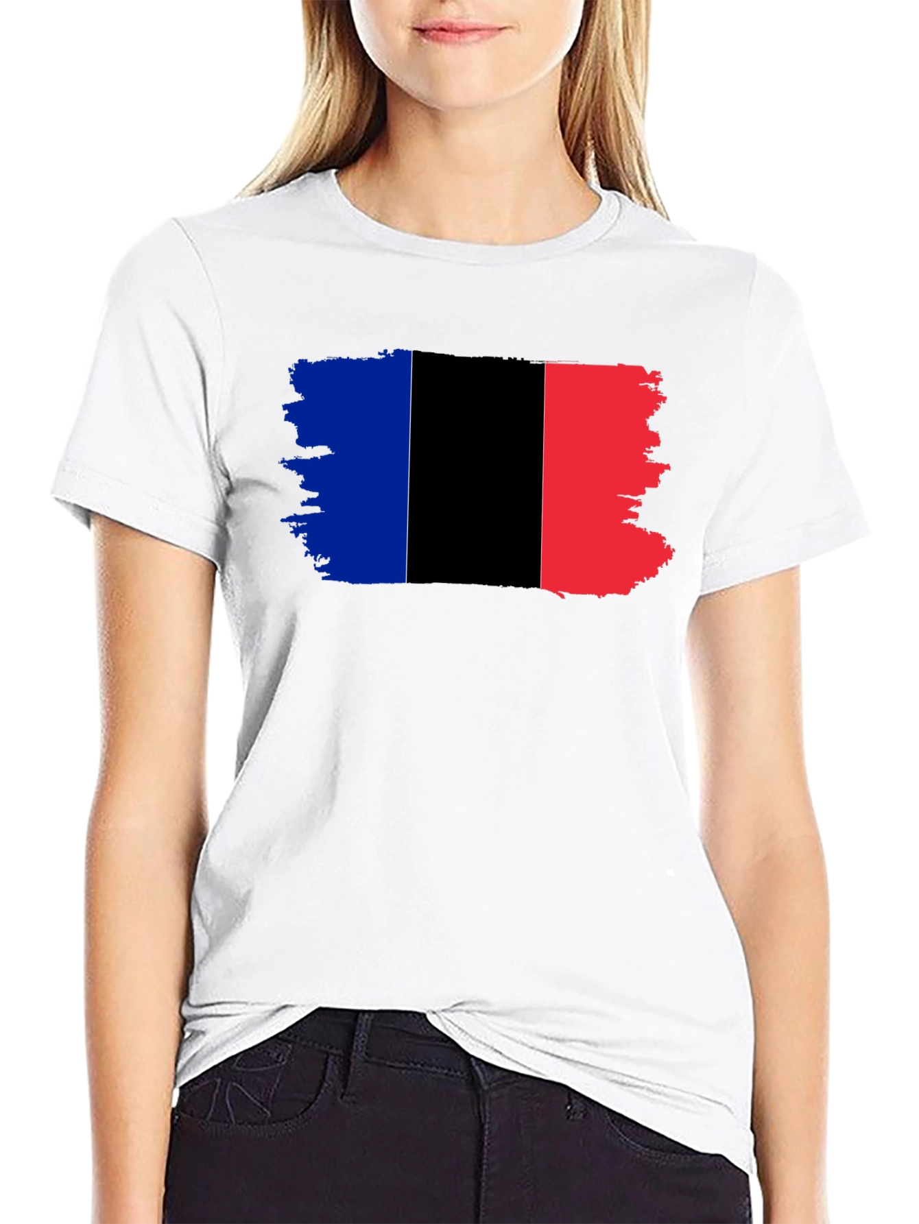 Grunge France Flag Black T-Shirt