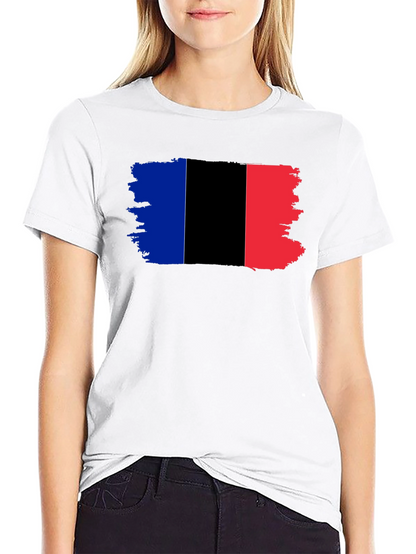 Grunge France Flag Black T-Shirt